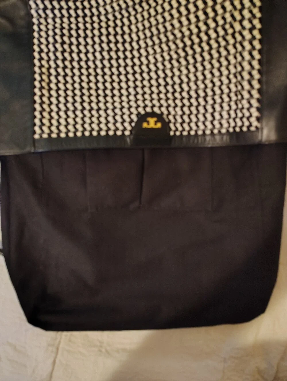 Tory Burch Erica Black And White Woven Leather Tote